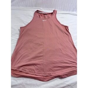 Nike Womens Dri-FIT High Neck Tank Top Rose Pink Athletic Training Shirt Small